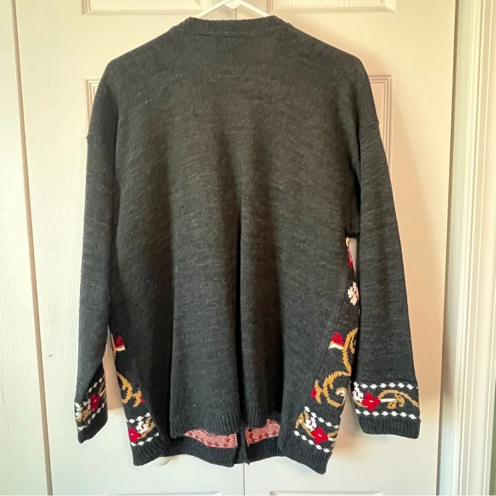 Vintage Panther Nordic Floral Cardigan Sweater Large - Picture 7 of 13
